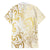 Gold And White Aoteara Horse Racing Family Matching Off The Shoulder Long Sleeve Dress and Hawaiian Shirt NZ Maori Pattern