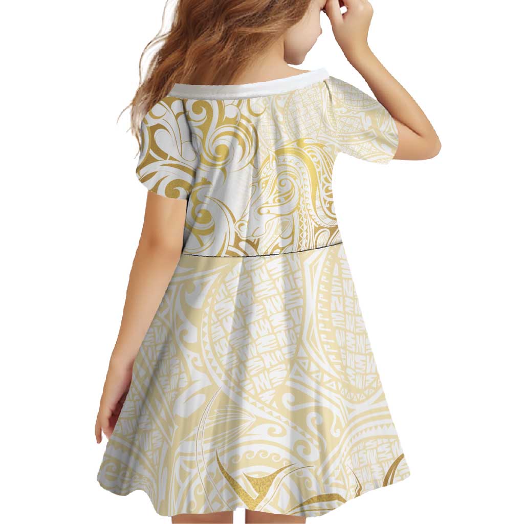 Gold And White Aotearoa Horse Racing Family Matching Summer Maxi Dress and Hawaiian Shirt NZ Maori Pattern LT14 - Polynesian Pride