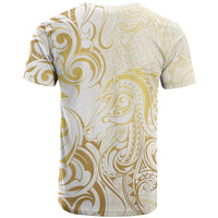 Gold And White Aotearoa Horse Racing T Shirt NZ Maori Pattern LT14 - Polynesian Pride