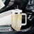 Gold And White Aoteara Horse Racing Tumbler With Handle NZ Maori Pattern