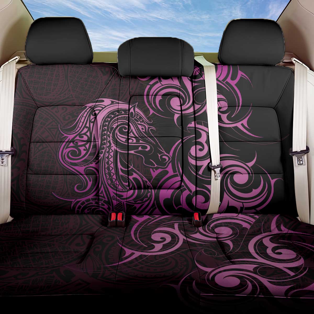 Pink Aoteara Horse Racing Back Car Seat Cover NZ Maori Pattern