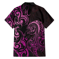 Pink Aotearoa Horse Racing Family Matching Tank Maxi Dress and Hawaiian Shirt NZ Maori Pattern LT14 - Polynesian Pride