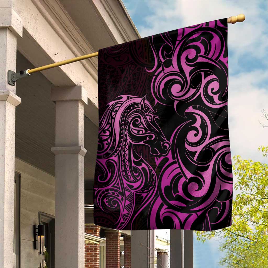 Pink Aoteara Horse Racing Garden Flag NZ Maori Pattern