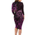 Pink Aoteara Horse Racing Long Sleeve Bodycon Dress NZ Maori Pattern