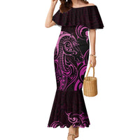 Pink Aotearoa Horse Racing Mermaid Dress NZ Maori Pattern LT14 Women Pink - Polynesian Pride