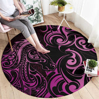 Pink Aoteara Horse Racing Round Carpet NZ Maori Pattern