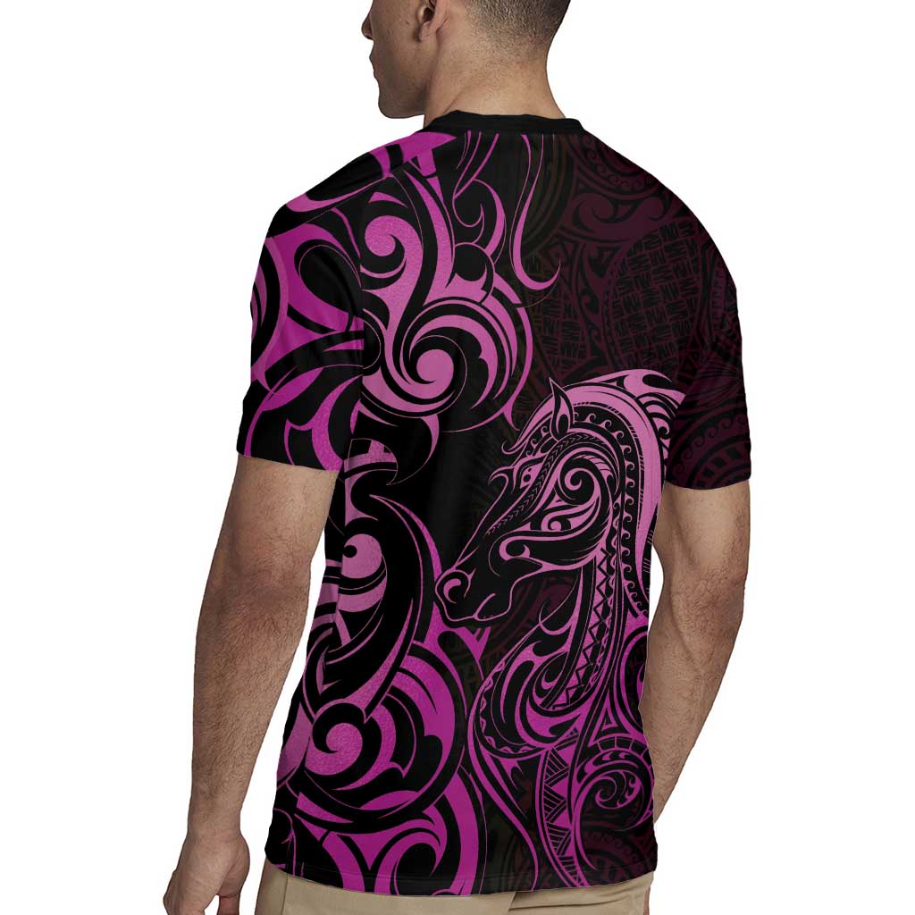 Pink Aoteara Horse Racing Rugby Jersey NZ Maori Pattern