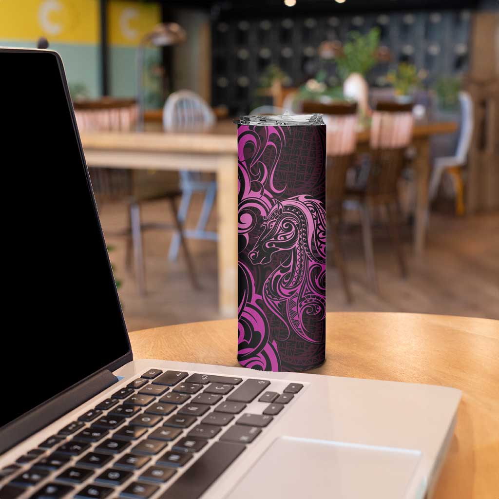 Pink Aoteara Horse Racing Skinny Tumbler NZ Maori Pattern