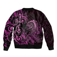 Pink Aoteara Horse Racing Sleeve Zip Bomber Jacket NZ Maori Pattern