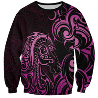 Pink Aoteara Horse Racing Sweatshirt NZ Maori Pattern