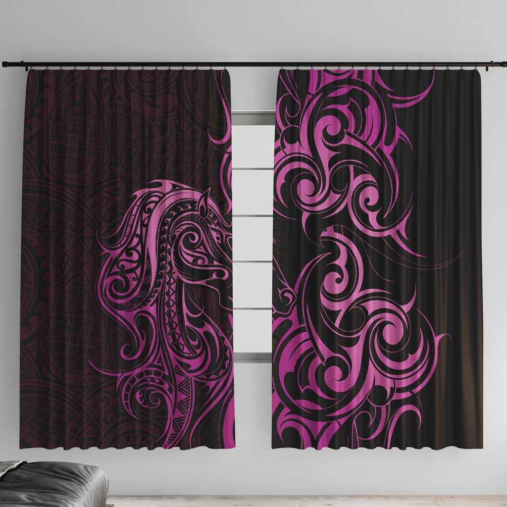 Pink Aoteara Horse Racing Window Curtain NZ Maori Pattern