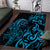 Blue Aoteara Horse Racing Area Rug NZ Maori Pattern