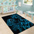 Blue Aoteara Horse Racing Area Rug NZ Maori Pattern