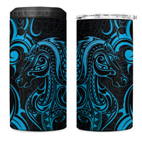 Blue Aotearoa Horse Racing 4 in 1 Can Cooler Tumbler NZ Maori Pattern LT14 One Size: 16 oz Blue - Polynesian Pride