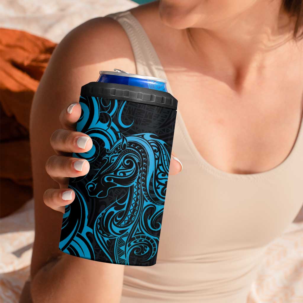 Blue Aotearoa Horse Racing 4 in 1 Can Cooler Tumbler NZ Maori Pattern LT14 - Polynesian Pride