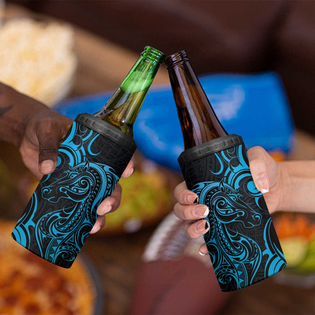 Blue Aotearoa Horse Racing 4 in 1 Can Cooler Tumbler NZ Maori Pattern LT14 - Polynesian Pride