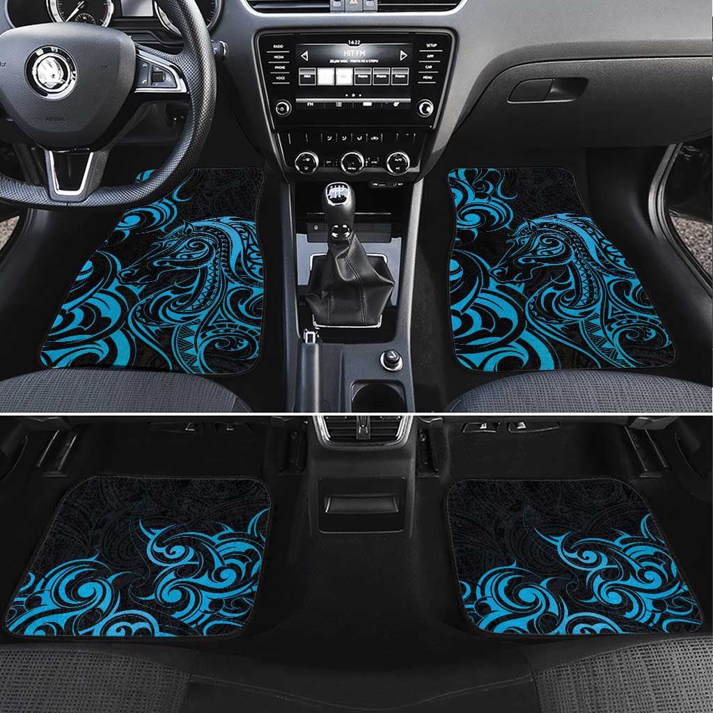 Blue Aoteara Horse Racing Car Mats NZ Maori Pattern