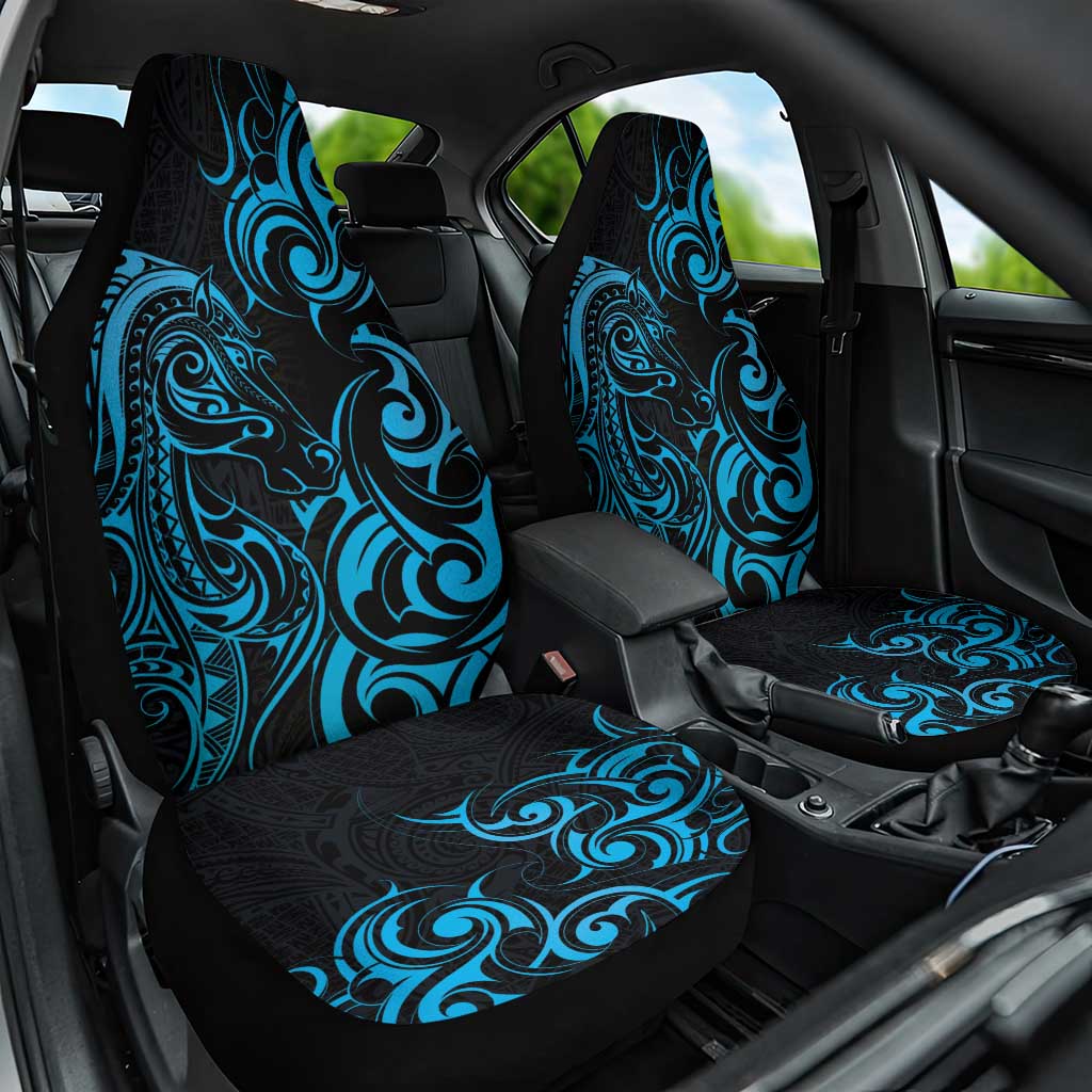 Blue Aoteara Horse Racing Car Seat Cover NZ Maori Pattern