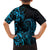 Blue Aoteara Horse Racing Family Matching Off The Shoulder Long Sleeve Dress and Hawaiian Shirt NZ Maori Pattern