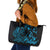 Blue Aoteara Horse Racing Leather Tote Bag NZ Maori Pattern