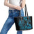 Blue Aoteara Horse Racing Leather Tote Bag NZ Maori Pattern