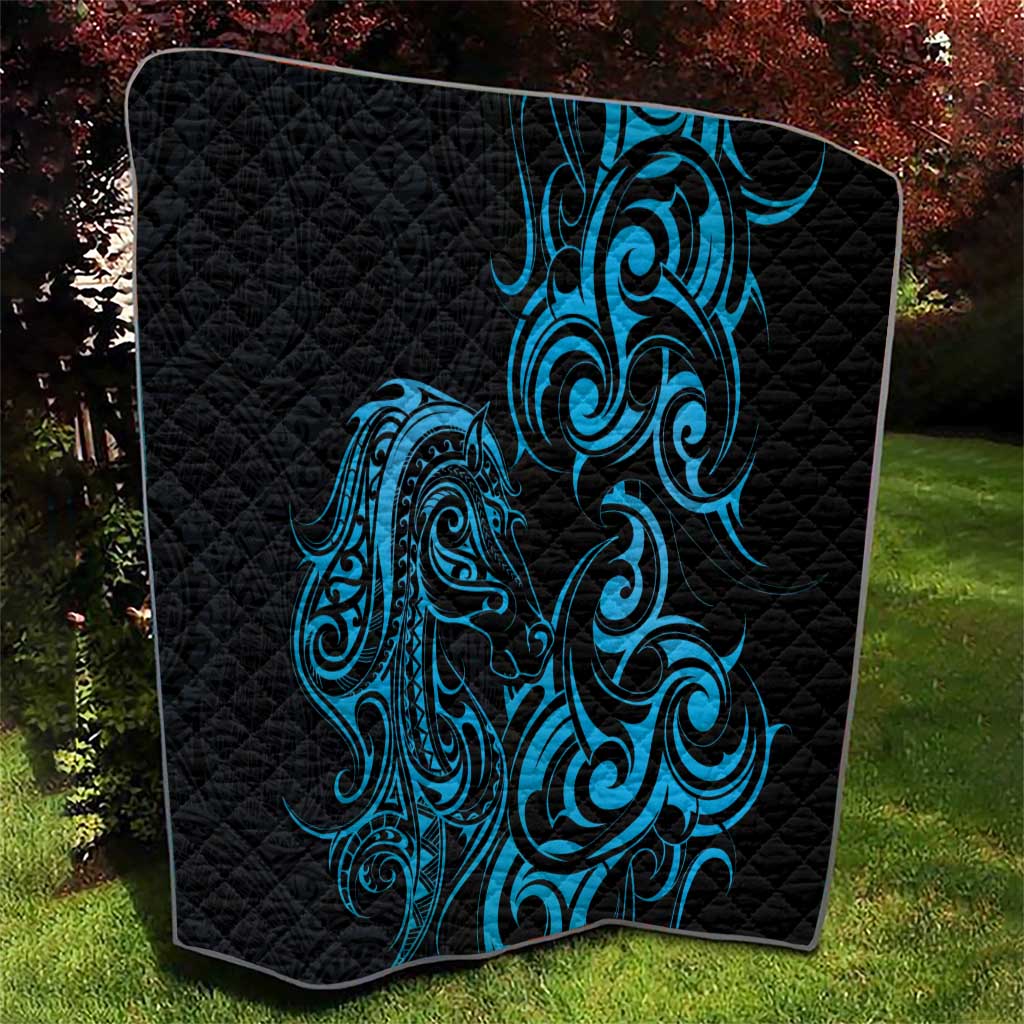Blue Aotearoa Horse Racing Quilt NZ Maori Pattern LT14 - Polynesian Pride