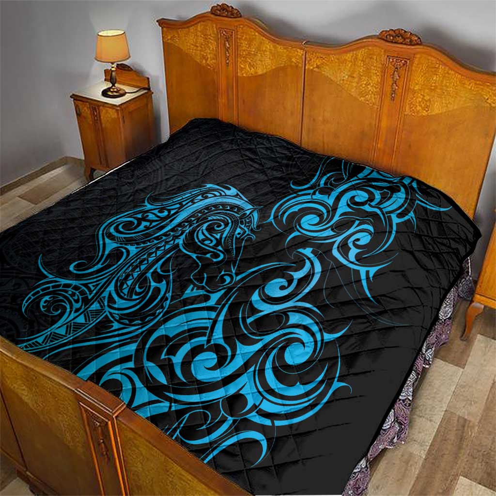 Blue Aotearoa Horse Racing Quilt NZ Maori Pattern LT14 - Polynesian Pride