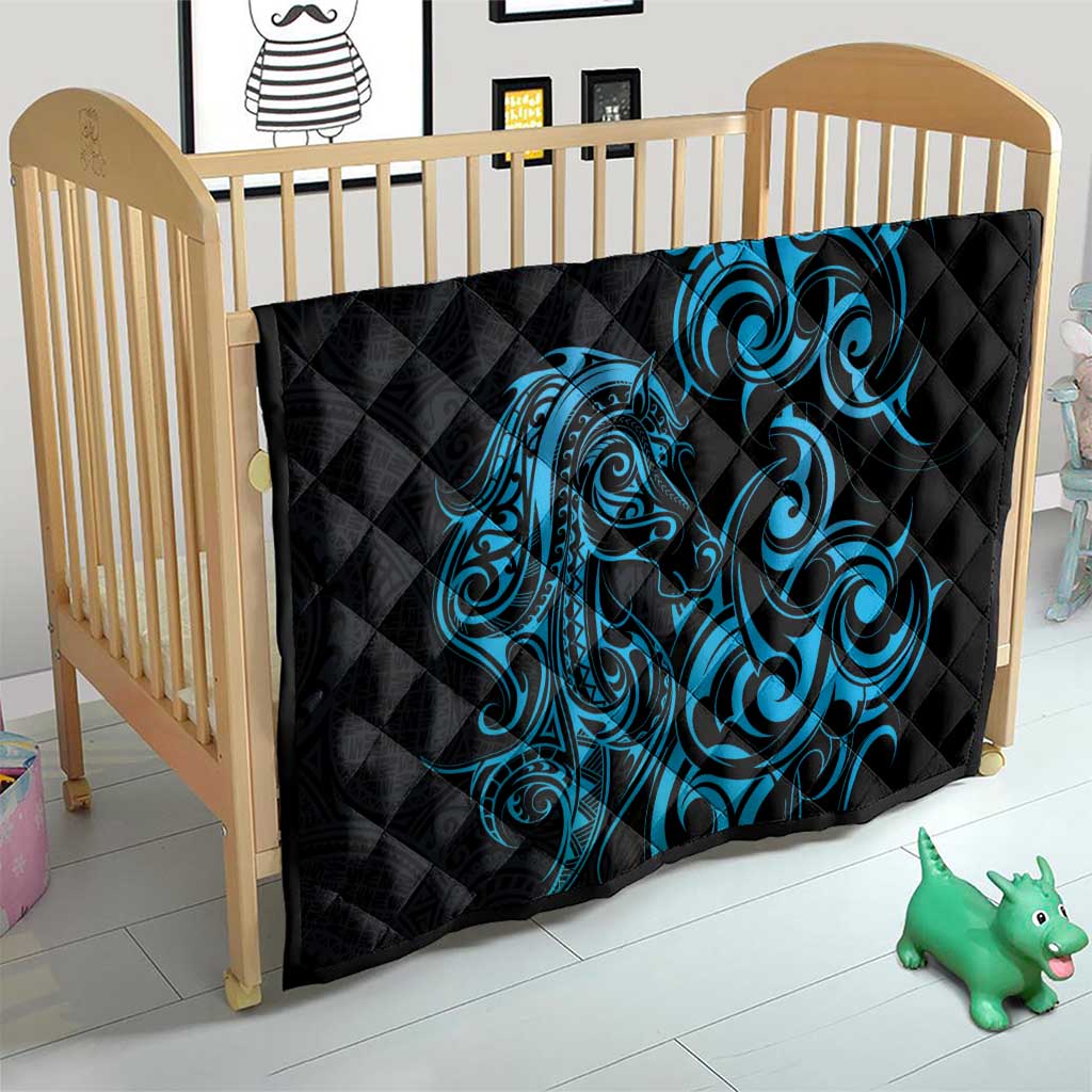 Blue Aotearoa Horse Racing Quilt NZ Maori Pattern LT14 - Polynesian Pride