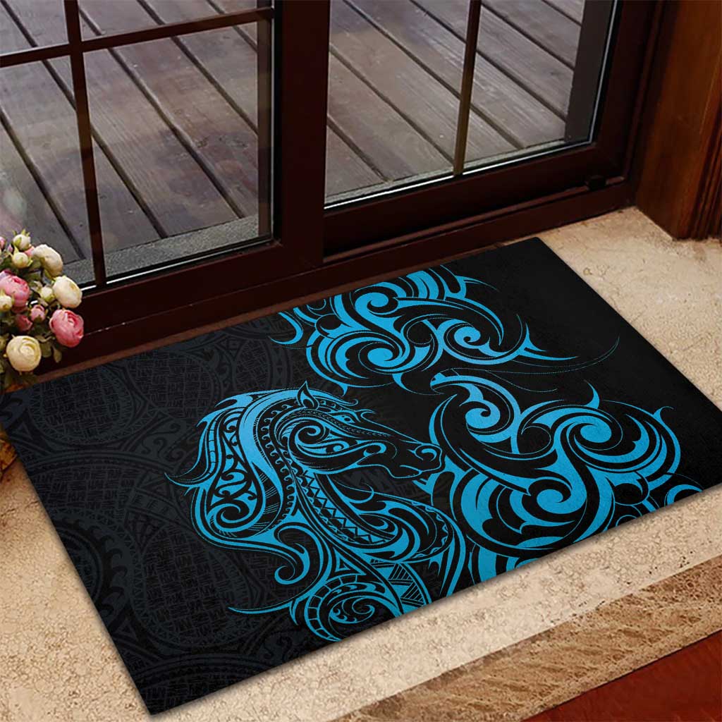 Blue Aotearoa Horse Racing Rubber Doormat NZ Maori Pattern LT14 - Polynesian Pride