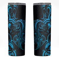 Blue Aotearoa Horse Racing Skinny Tumbler NZ Maori Pattern LT14 Blue - Polynesian Pride