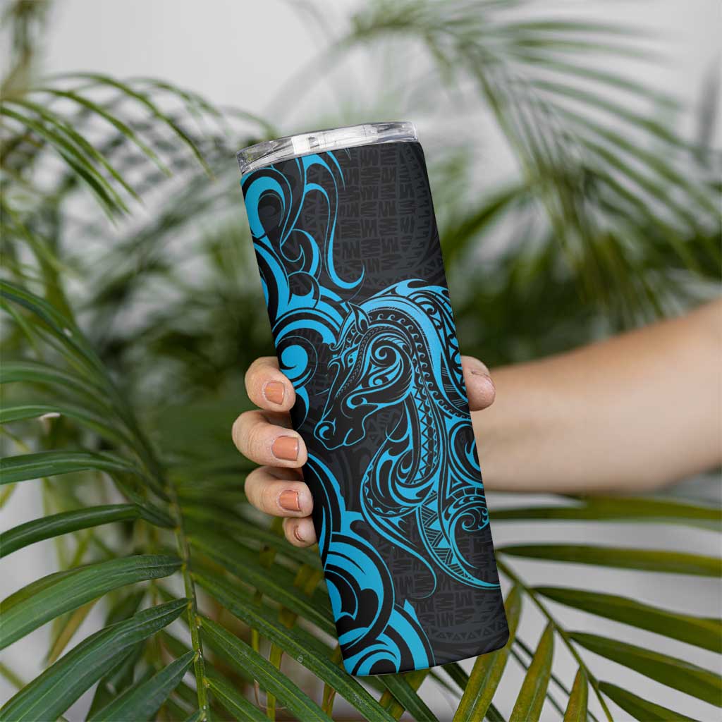 Blue Aotearoa Horse Racing Skinny Tumbler NZ Maori Pattern LT14 - Polynesian Pride