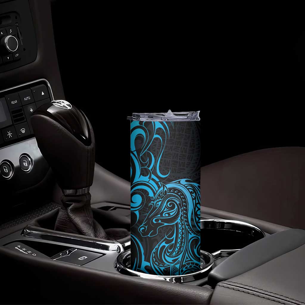 Blue Aotearoa Horse Racing Skinny Tumbler NZ Maori Pattern LT14 - Polynesian Pride