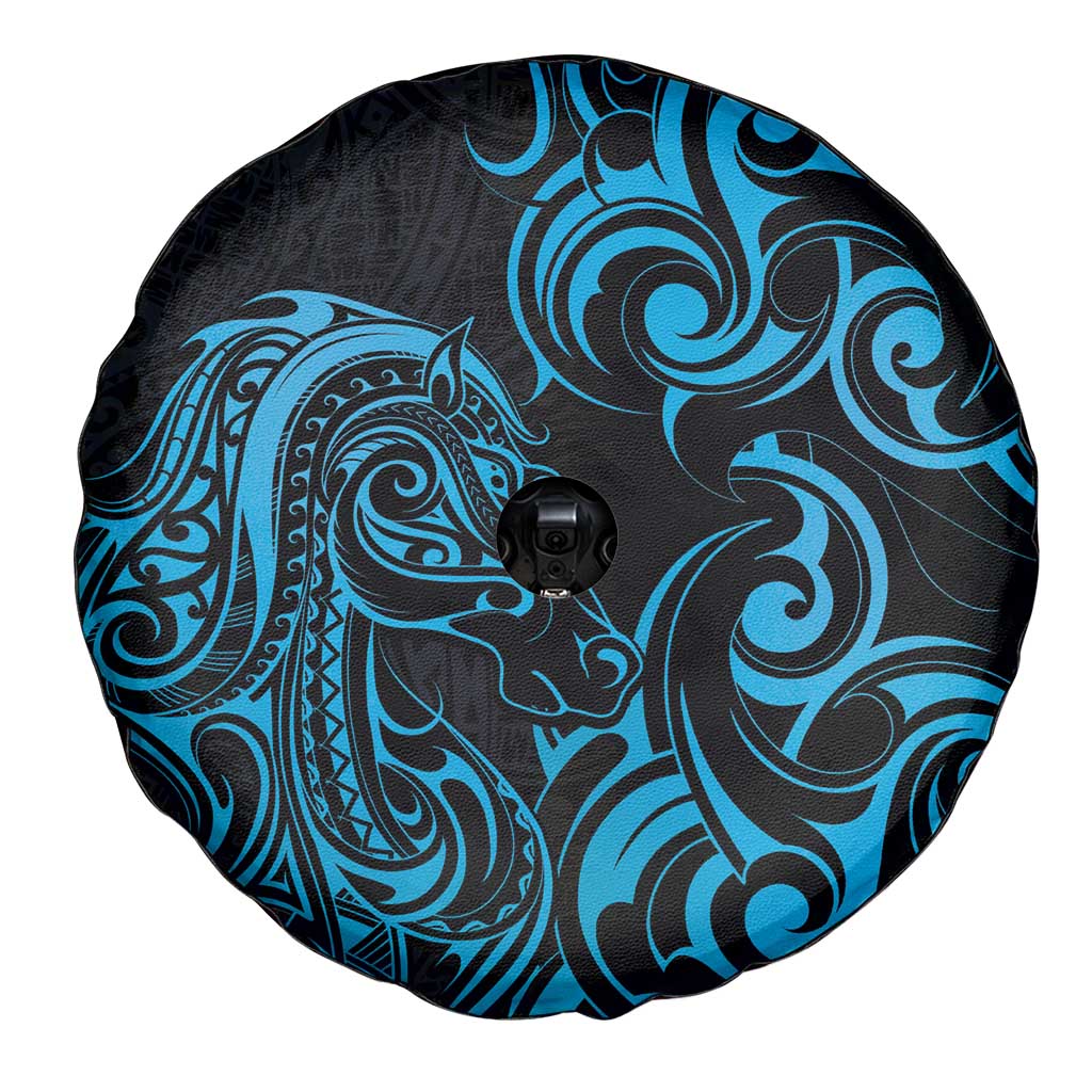 Blue Aoteara Horse Racing Spare Tire Cover NZ Maori Pattern