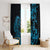 Blue Aoteara Horse Racing Window Curtain NZ Maori Pattern