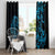 Blue Aoteara Horse Racing Window Curtain NZ Maori Pattern