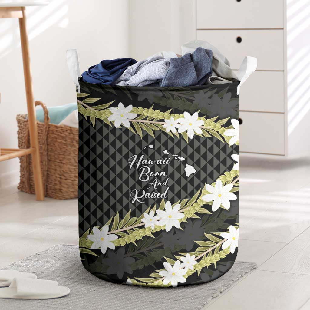 Born And Raised Aloha Hawaii Laundry Basket Kanaka Kakau Hawaiian Tiare Pakalana Lei - Polynesian Pride