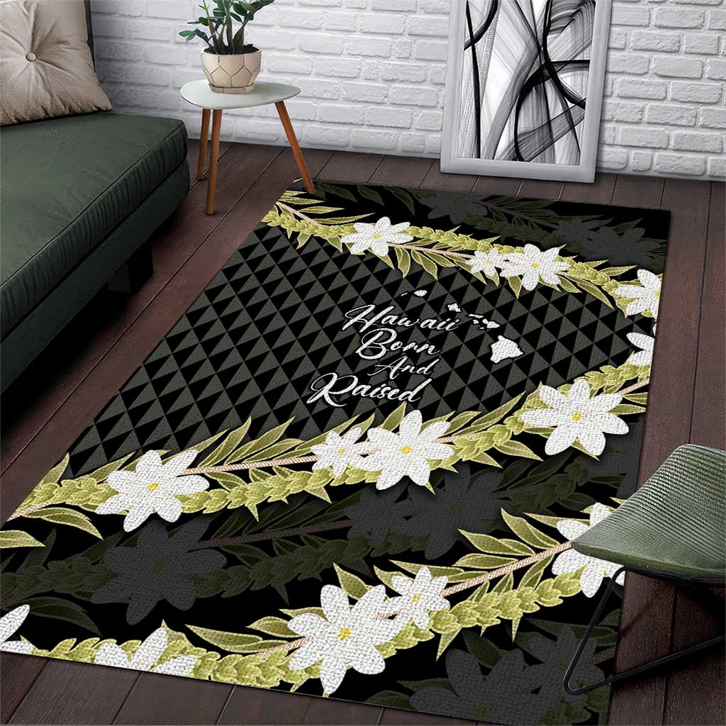Born And Raised Aloha Hawaii Area Rug Kanaka Kakau Hawaiian Tiare Pakalana Lei - Polynesian Pride