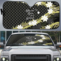 Born And Raised Aloha Hawaii Auto Sun Shade Kanaka Kakau Hawaiian Tiare Pakalana Lei - Polynesian Pride