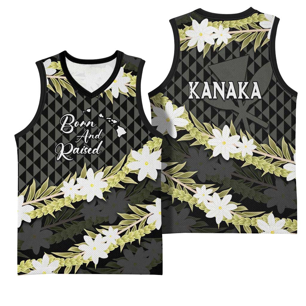 Born And Raised Aloha Hawaii Basketball Jersey Kanaka Kakau Hawaiian Tiare Pakalana Lei - Polynesian Pride