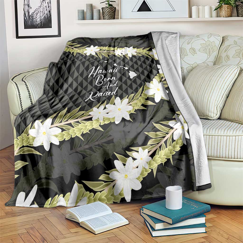 Born And Raised Aloha Hawaii Blanket Kanaka Kakau Hawaiian Tiare Pakalana Lei - Polynesian Pride