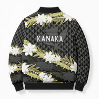 Born And Raised Aloha Hawaii Bomber Puffer Jacket Kanaka Kakau Hawaiian Tiare Pakalana Lei - Polynesian Pride