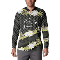 Born And Raised Aloha Hawaii Button Sweatshirt Kanaka Kakau Hawaiian Tiare Pakalana Lei - Polynesian Pride