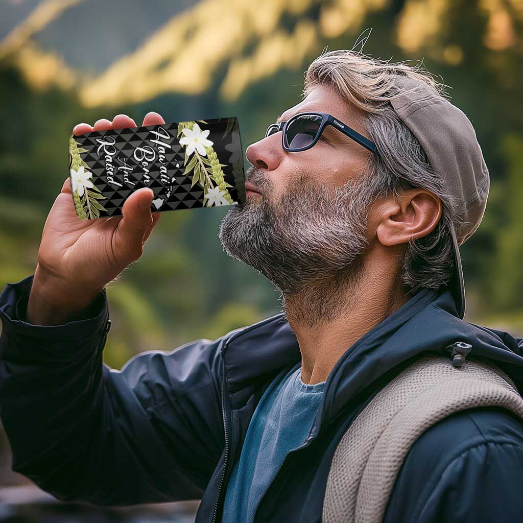 Born And Raised Aloha Hawaii 4 in 1 Can Cooler Tumbler Kanaka Kakau Hawaiian Tiare Pakalana Lei - Polynesian Pride