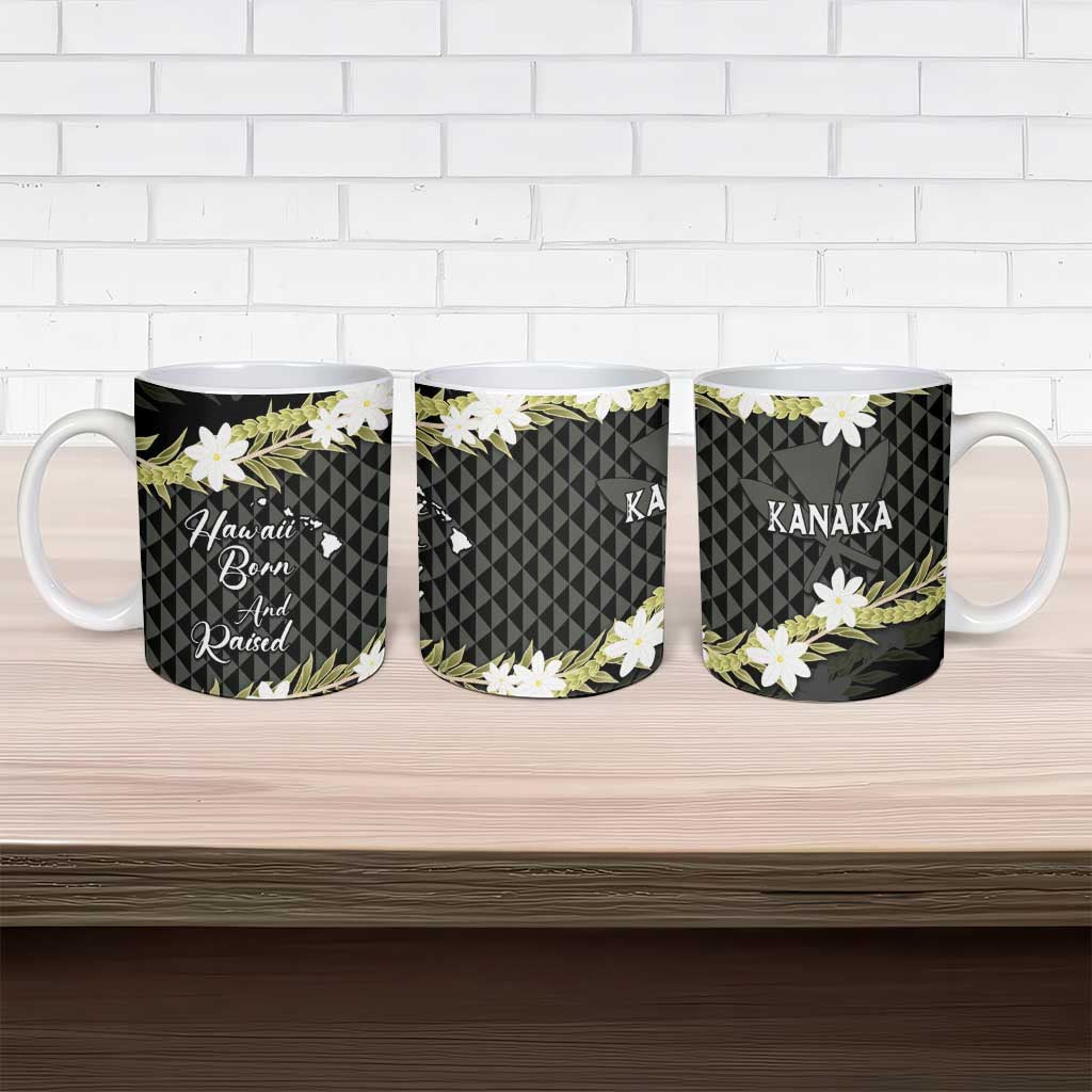 Born And Raised Aloha Hawaii Ceramic Mug Kanaka Kakau Hawaiian Tiare Pakalana Lei - Polynesian Pride