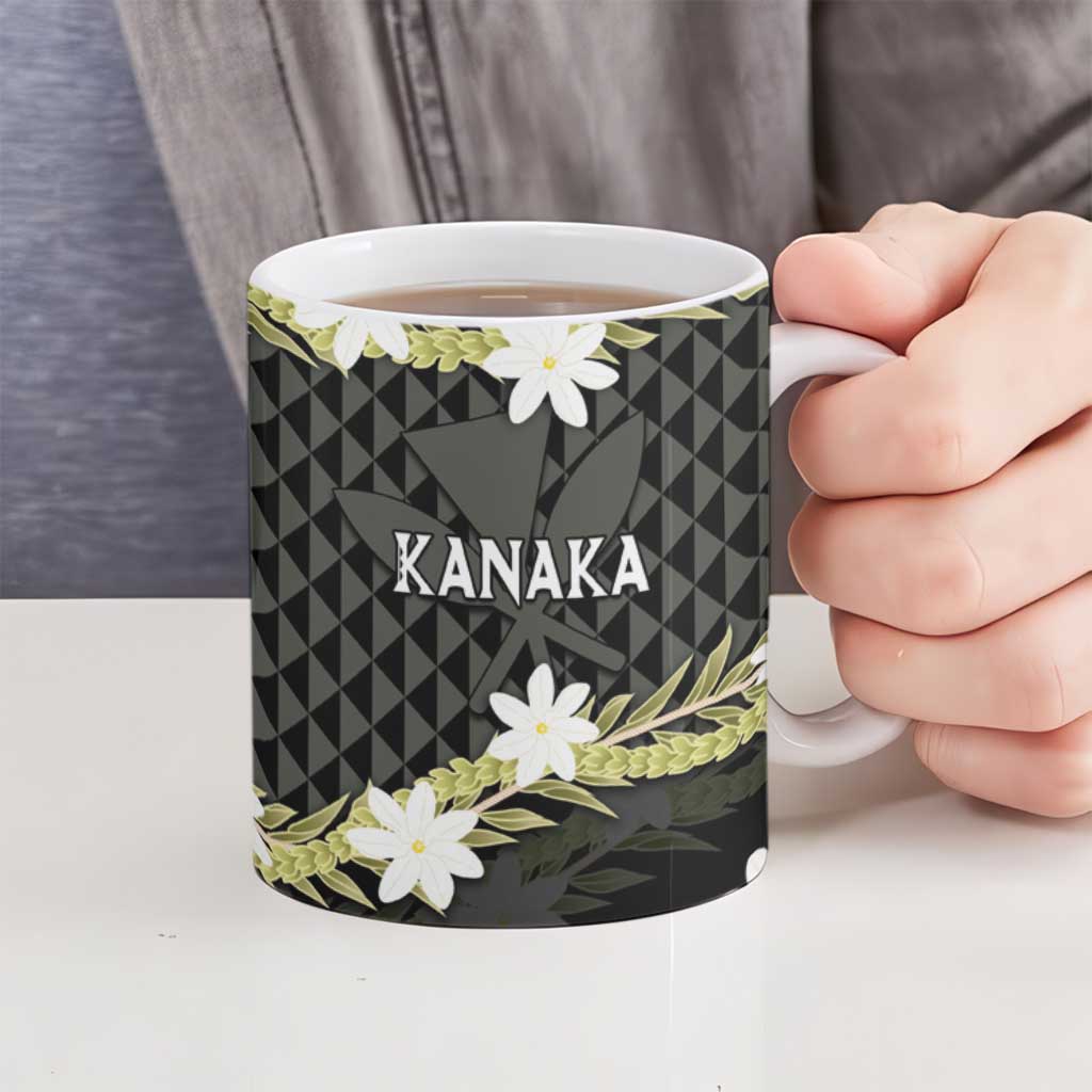Born And Raised Aloha Hawaii Ceramic Mug Kanaka Kakau Hawaiian Tiare Pakalana Lei - Polynesian Pride
