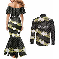 Born And Raised Aloha Hawaii Couples Matching Mermaid Dress and Long Sleeve Button Shirt Kanaka Kakau Hawaiian Tiare Pakalana Lei - Polynesian Pride