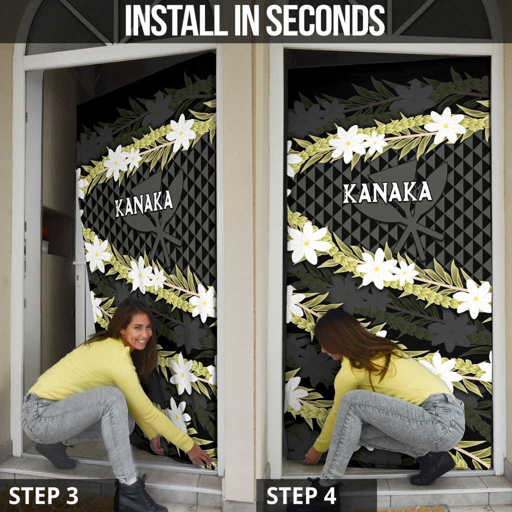 Born And Raised Aloha Hawaii Door Cover Kanaka Kakau Hawaiian Tiare Pakalana Lei - Polynesian Pride