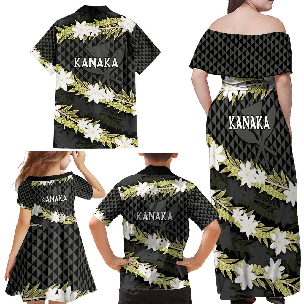Born And Raised Aloha Hawaii Family Matching Off Shoulder Maxi Dress and Hawaiian Shirt Kanaka Kakau Hawaiian Tiare Pakalana Lei - Polynesian Pride