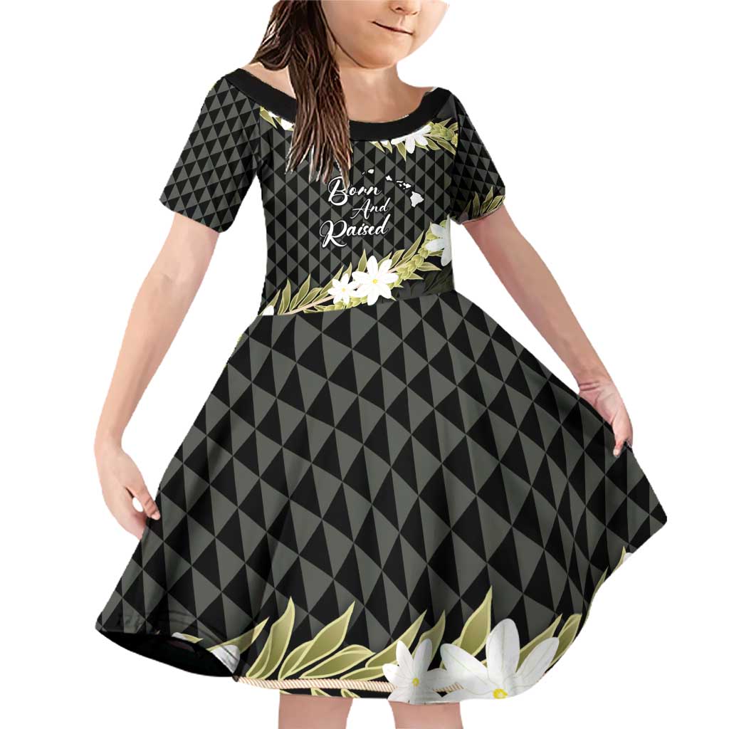 Born And Raised Aloha Hawaii Family Matching Off Shoulder Short Dress and Hawaiian Shirt Kanaka Kakau Hawaiian Tiare Pakalana Lei - Polynesian Pride