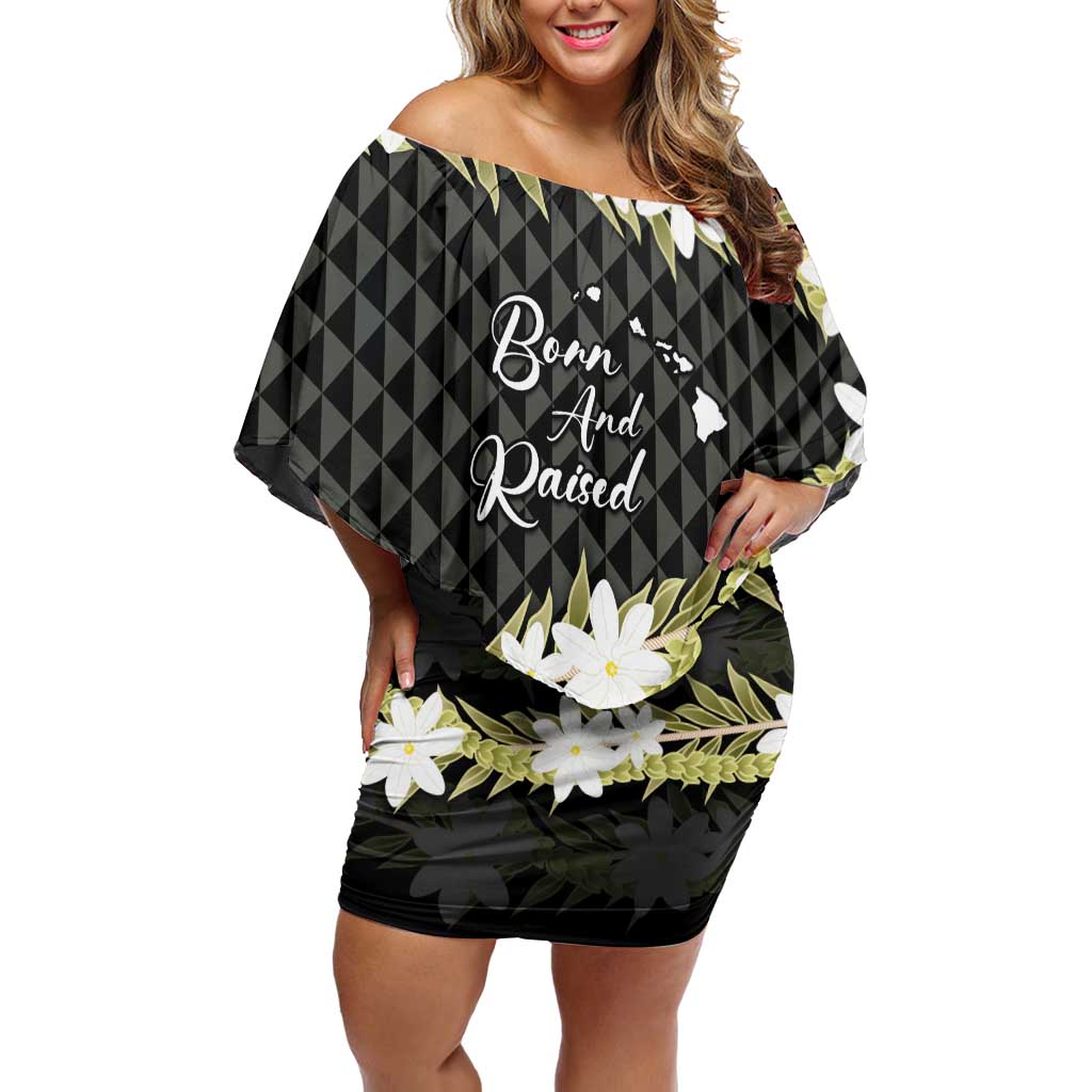 Born And Raised Aloha Hawaii Family Matching Off Shoulder Short Dress and Hawaiian Shirt Kanaka Kakau Hawaiian Tiare Pakalana Lei - Polynesian Pride